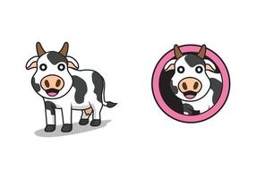 Cute cow cartoon character design illustration vector