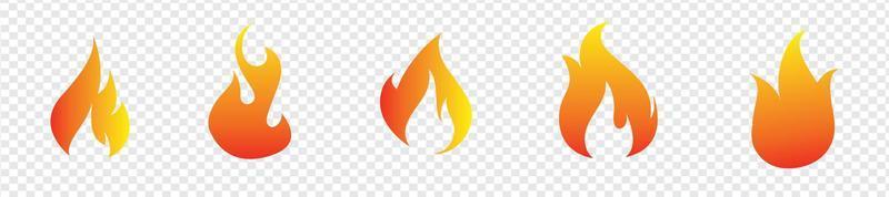 iconos de fuego para el diseño. concepto de llama, fuego, icono, ilustración vectorial en estilo plano vector