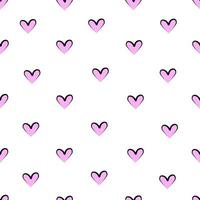 Seamless polka dot pink hearts pattern. Illustration for printing, backgrounds, covers, packaging, greeting cards, posters, stickers, textile, seasonal design. Isolated on white background. vector