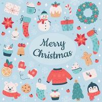 Christmas elements collection. Merry Christmas, Happy New Year objects vector