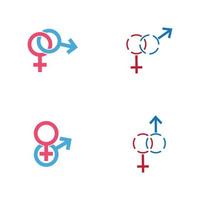 Ilustración de vector de icono de símbolo de signo de género masculino y femenino