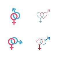 Ilustración de vector de icono de símbolo de signo de género masculino y femenino