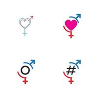 Ilustración de vector de icono de símbolo de signo de género masculino y femenino