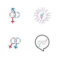 Ilustración de vector de icono de símbolo de signo de género masculino y femenino