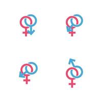 Ilustración de vector de icono de símbolo de signo de género masculino y femenino