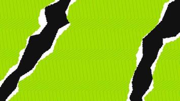 papel verde claro rasgado rasgado con patrón de líneas abstractas en fondo negro vector