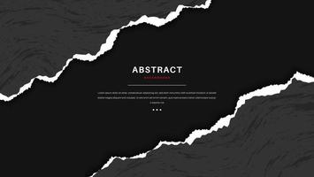 Marco abstracto papel gris rasgado con diseño de textura de tiza en fondo negro vector