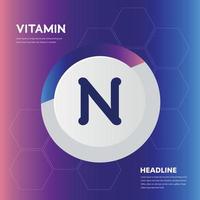 Vitamin N supplement icon collection set Vector illustration logo