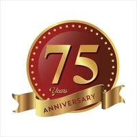 75th Anniversary Celebrating text company business background with numbers. Vector celebration anniversary event template dark gold red color shield