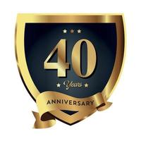 40th anniversary Anniversary Celebrating text company business background with numbers. Vector celebration anniversary event template dark gold red color shield