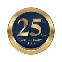 25th Anniversary Celebrating text company business background with numbers. Vector celebration anniversary event template dark gold red color shield