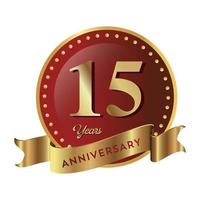 15th Anniversary Celebrating text company business background with numbers. Vector celebration anniversary event template dark gold red color shield