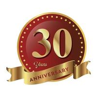 30th Anniversary Celebrating text company business background with numbers. Vector celebration anniversary event template dark gold red color shield