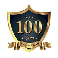 100th anniversary Anniversary Celebrating text company business background with numbers. Vector celebration anniversary event template dark gold red color shield