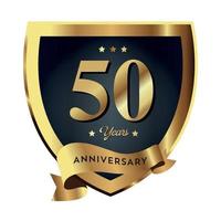 50th anniversary Anniversary Celebrating text company business background with numbers. Vector celebration anniversary event template dark gold red color shield