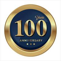 100 aniversario celebrando el fondo de negocios de la empresa de texto con números. plantilla de evento de aniversario de celebración de vector escudo de color rojo dorado oscuro