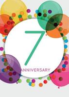 plantilla 7 años aniversario felicitaciones, tarjeta de felicitación, invitación ilustración vectorial vector