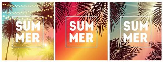 Summer Natural Placard, Poster, Flyer or Invitation Background  Collection Set with Frame Vector Illustration