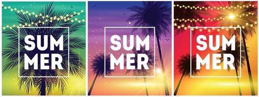 Summer Natural Placard, Poster, Flyer or Invitation Background  Collection Set with Frame Vector Illustration