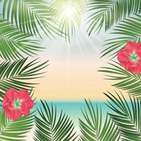 Summer Time Palm Leaf Vector Background Illustration