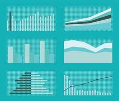 conjunto de gráficos y tablas. datos y estadísticas, infografías informativas. ilustración vectorial. vector