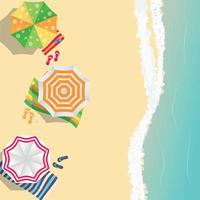 Summer Time Background. Sunny Beach in Flat Design Style Vector Illustration