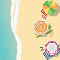 Summer Time Background. Sunny Beach in Flat Design Style Vector Illustration