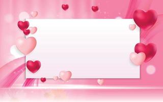 Valentine Day Love Background Template with Empty Blank Page for Sample Text. Vector Illustration