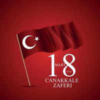 18 mart canakkale zaferi. traducción 18 de marzo, día de la victoria de canakkale. ilustración vectorial vector