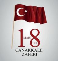 18 mart canakkale zaferi. traducción 18 de marzo, día de la victoria de canakkale. ilustración vectorial vector