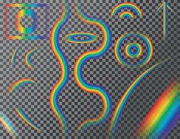 Natural Rainbow of Different Shapes on Transparent Background. Vector Illustration.