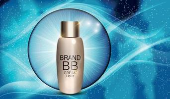 BB Cream Bottle Template for Ads or Magazine Background. 3D Realistic Vector Iillustration