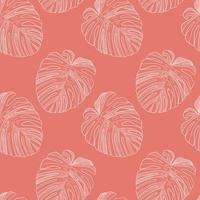 Abstract tropical monstera  leaf seamless pattern background. Vector Illustration