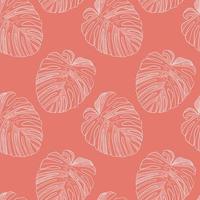 Abstract tropical monstera  leaf seamless pattern background. Vector Illustration