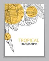 Abstract tropical banana and monstera palm leaves tropical background. Vector Illustration