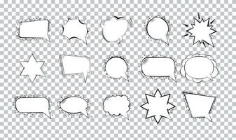 Set of cartoon speech bubbles on transparent background. Vector Illustration