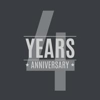 Template Logo 4 Years Anniversary Vector Illustration