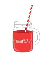 Fresh Strawberry Smoothie. Healthy Food. Vector Illustration