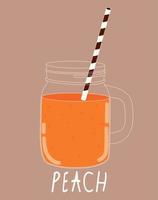 Fresh Peach Smoothie. Healthy Food. Vector Illustration