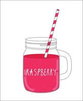 Fresh Raspberry Smoothie. Healthy Food. Vector Illustration