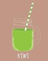 Fresh Kiwi Smoothie. Healthy Food. Vector Illustration