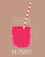 Fresh Raspberry Smoothie. Healthy Food. Vector Illustration