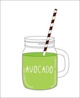 Fresh Avocado Smoothie. Healthy Food. Vector Illustration