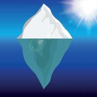 Iceberg frío en el océano bajo el sol. ilustración vectorial. vector