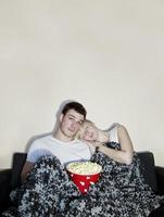 Cute Couple Watching Television photo