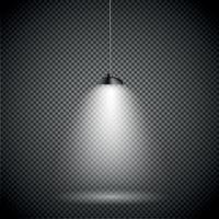 Bright with Lighting Spotlights Lamp with Transparent Effects on a Plaid Dark Background. . Empty Space for Your Text or Object vector