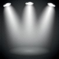 Bright with Lighting Spotlights Lamp with Transparent Effects on a Plaid Dark Background. . Empty Space for Your Text or Object vector