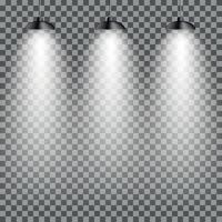 Bright with Lighting Spotlights Lamp with Transparent Effects on a Plaid Dark Background. . Empty Space for Your Text or Object vector