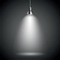 Bright with Lighting Spotlights Lamp with Transparent Effects on a Plaid Dark Background. . Empty Space for Your Text or Object vector