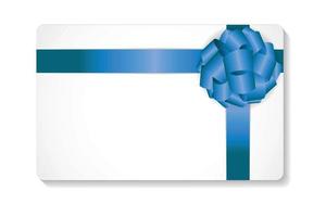 Gift Card with Blue Bow and Ribbon Vector Illustration